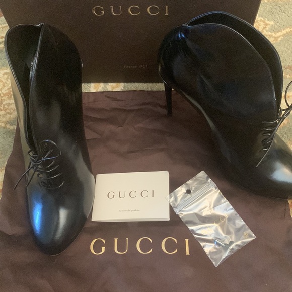 Gucci Stivale Pelle S. Cuoio Regent Nero Heels - Picture 11 of 12